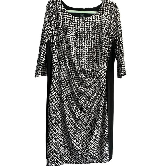 LAUREN RALPH LAUREN Black White Houndstooth Sheath Dress SIZE 18W - Picture 2 of 9